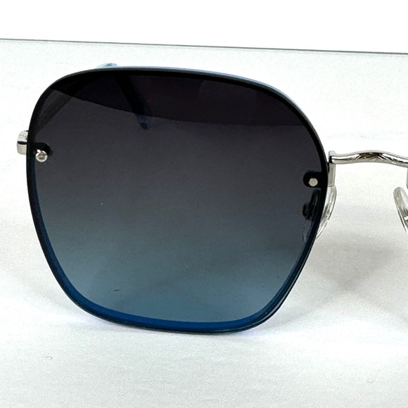 REBECCA MINKOFF Gloria 3/S Sunglasses NEW Blue Silver Square main image 8